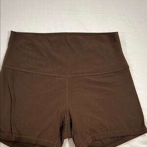 Chocolate Brown High-Waisted Athletic Shorts